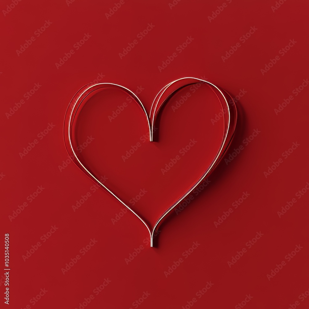 Minimalist red background for Valentine's Day in 3D illustration