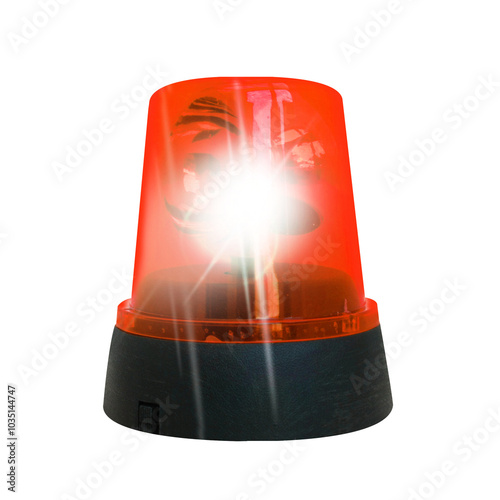 Red rotating beacon / transparent background photo