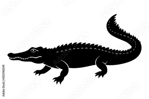 Crocodile Silhouette | isolated vector silhouette illustration on white background