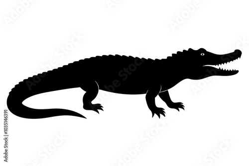 Crocodile Silhouette | isolated vector silhouette illustration on white background