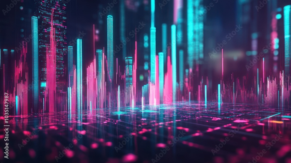 A digital illustration of a futuristic cityscape with neon lights and high-rise buildings, depicting an advanced urban skyline at night with a cyberpunk vibe. A digital illustration of a futuristic cityscape with neon lights and high-rise buildings, depicting an advanced urban skyline at night with a cyberpunk vibe.