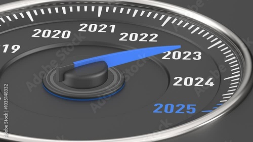 2025 year car speedometer.  3D illustration