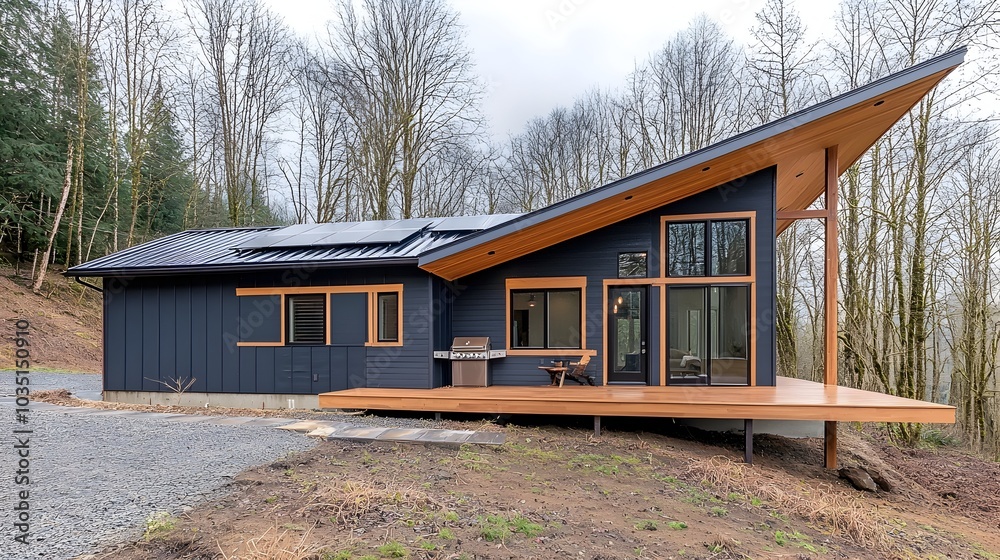 Photograph showcasing a contemporary energy efficient home with integrated solar panels and minimalist architectural features highlighting the of renewable technology and sustainable design Photograph showcasing a contemporary energy efficient home with integrated solar panels and minimalist architectural features highlighting the of renewable technology and sustainable design