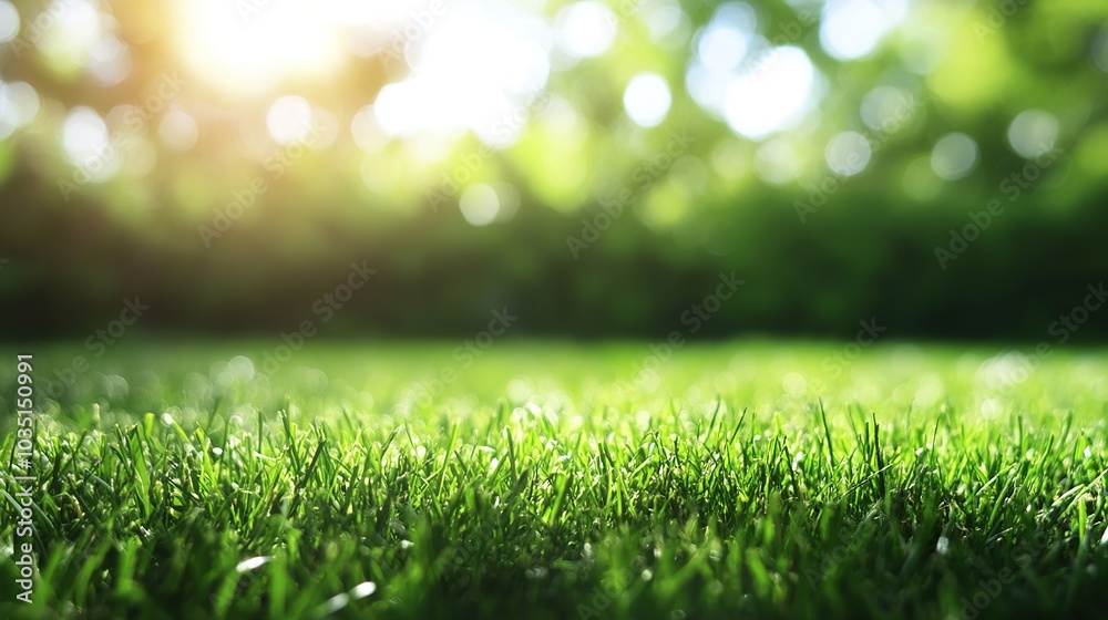 Fototapeta premium Lush Green Grass in Sunlight