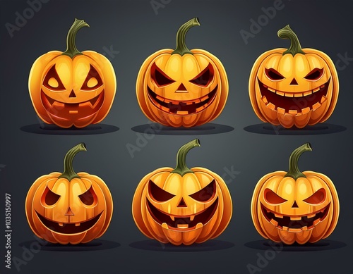 One Halloween Pumpkin lantern isolated on white background