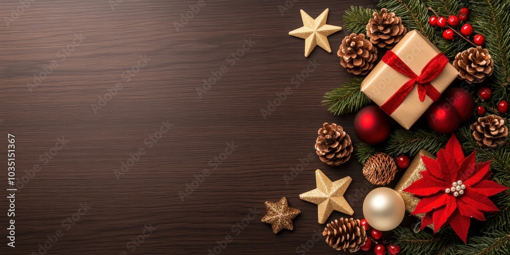 Festive Arrangement with Christmas Decorations and Gifts Festive Arrangement with Christmas Decorations and Gifts
