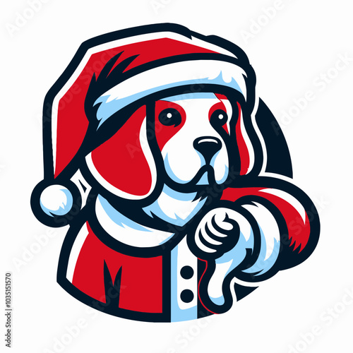 Beagle santa costume with thumbs down reaction