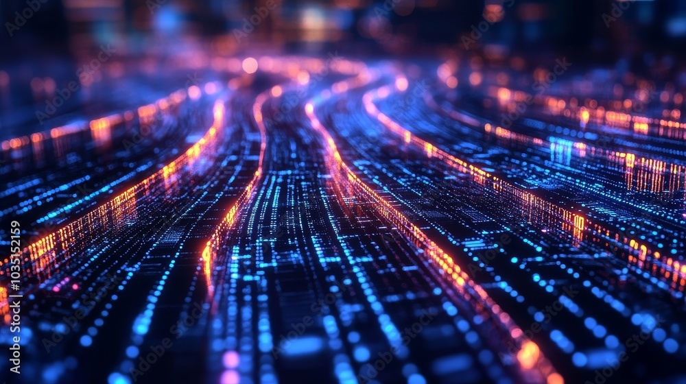 Present future scenarios of decentralized systems, information transmission, and digital security through abstract geometric shapes and interconnected nodes.
