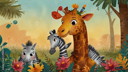 Smiling Giraffes and Zebras