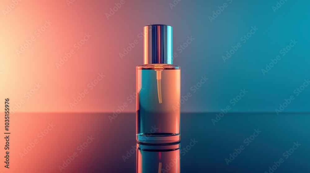 Elegant Perfume Bottle with Colorful Background Elegant Perfume Bottle with Colorful Background
