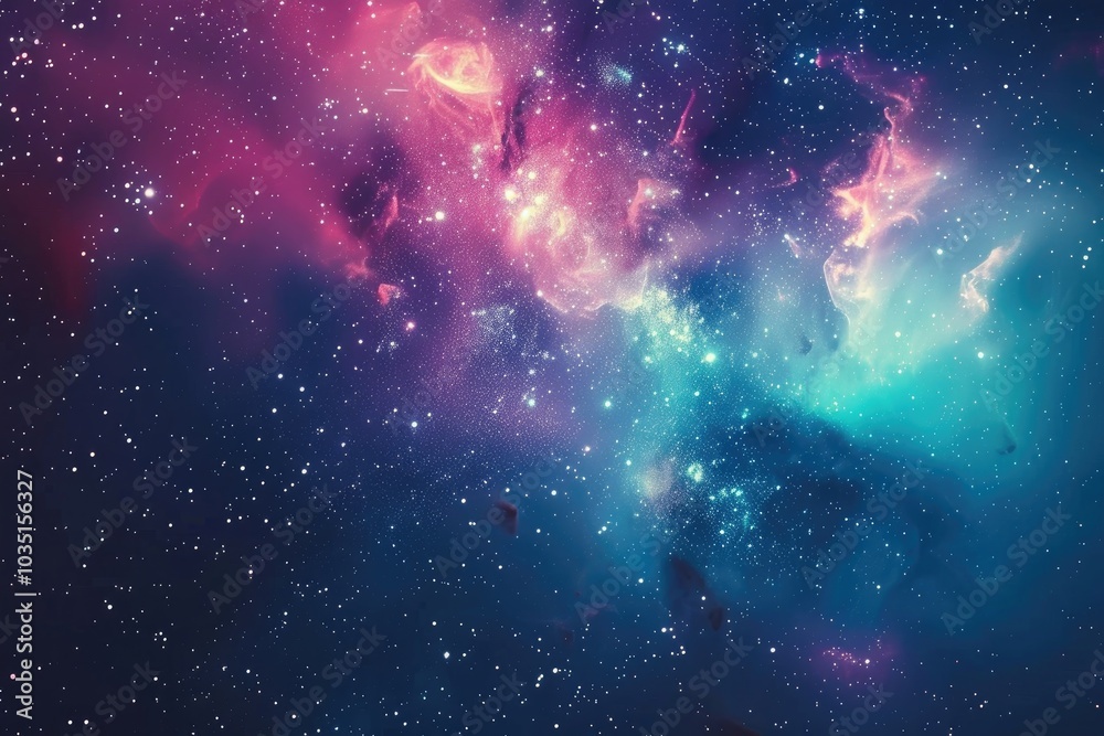 Fototapeta premium Observing a spiral galaxy located within a dark region abundant in stars