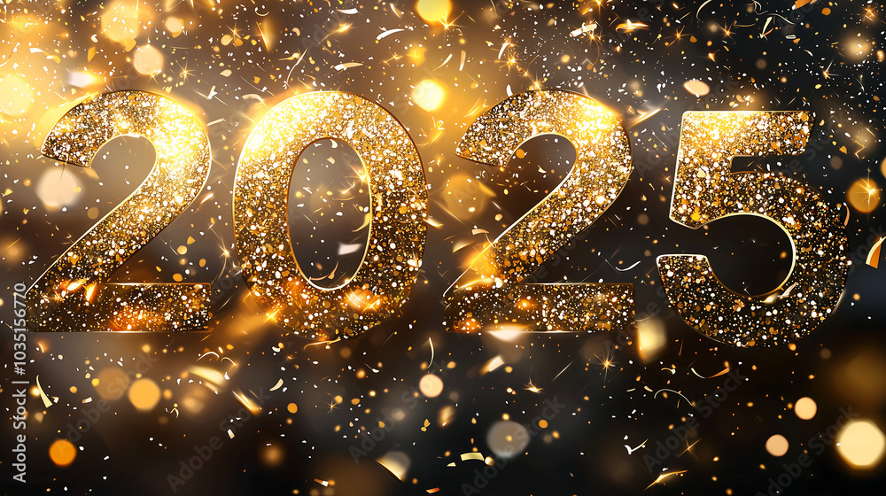 Golden Glitter 2025 New Year Celebration Golden Glitter 2025 New Year Celebration