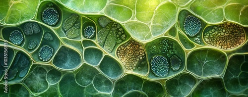 Microscopic Cross-Sectional View of Leaf Cells
