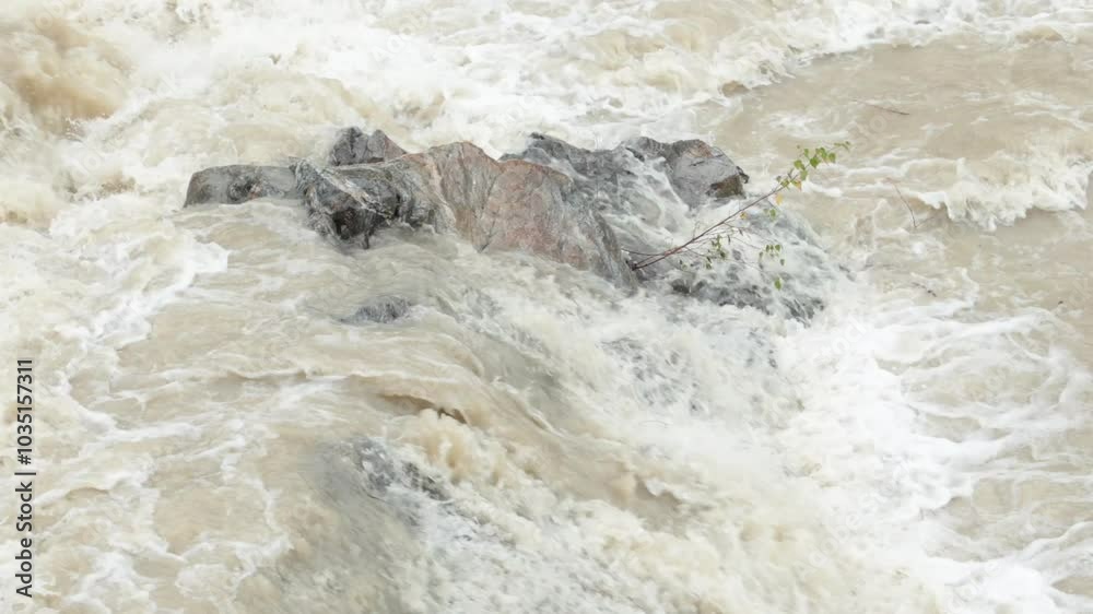 Close up flash flood flows after a heavy rainstorm. Power waterfall, Water from the mountain. Close up flash flood flows after a heavy rainstorm. Power waterfall, Water from the mountain.