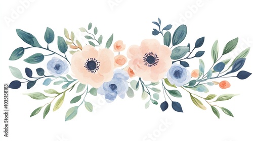 Beautiful watercolor floral arrangement featuring delicate blooms and lush greenery, perfect for invitations, decor, and backgrounds.