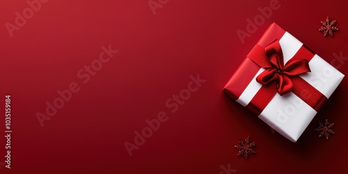 Elegant Red and White Gift Box on a Rich Background