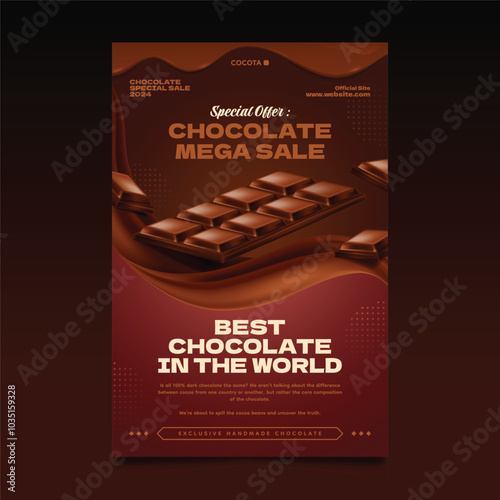 Chocolate food poster template in realistic style