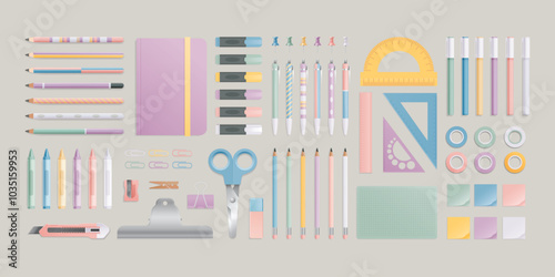 Stationery set in realistic style