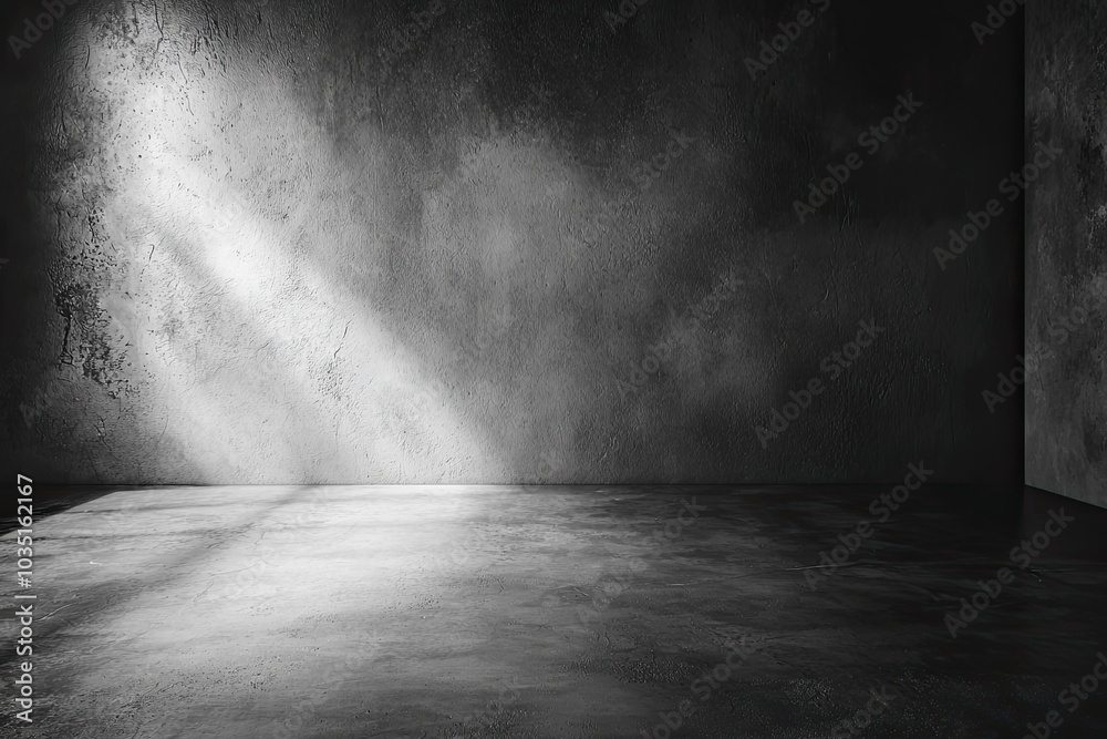 Abstract empty dark room with concrete wall and floor, industrial interior background Abstract empty dark room with concrete wall and floor, industrial interior background