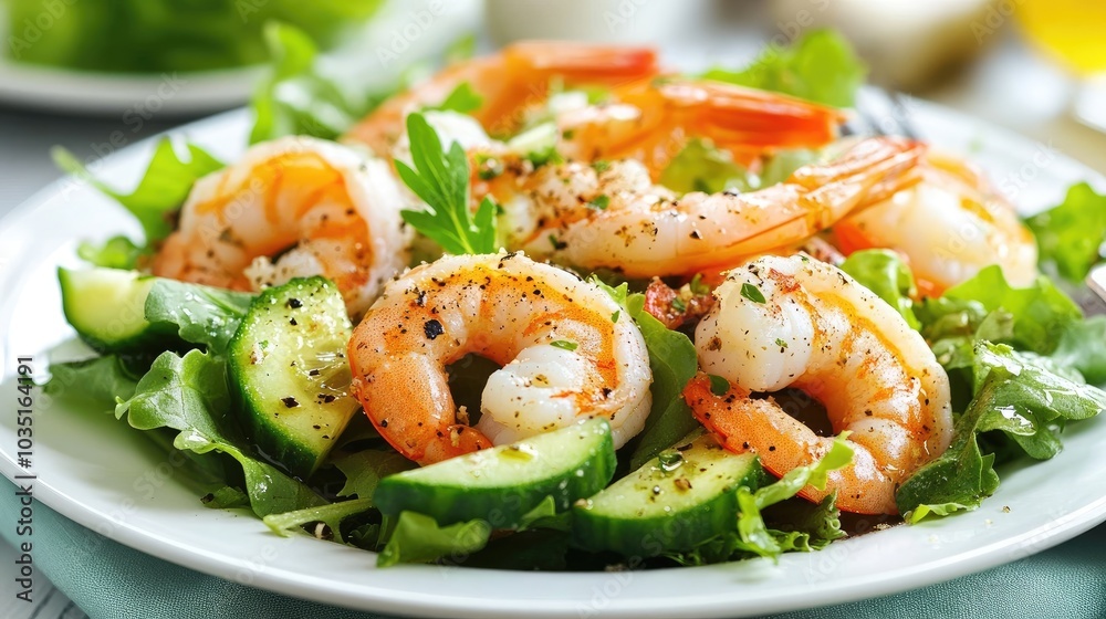 Fresh Shrimp Salad with Green Vegetables and Herbs Fresh Shrimp Salad with Green Vegetables and Herbs