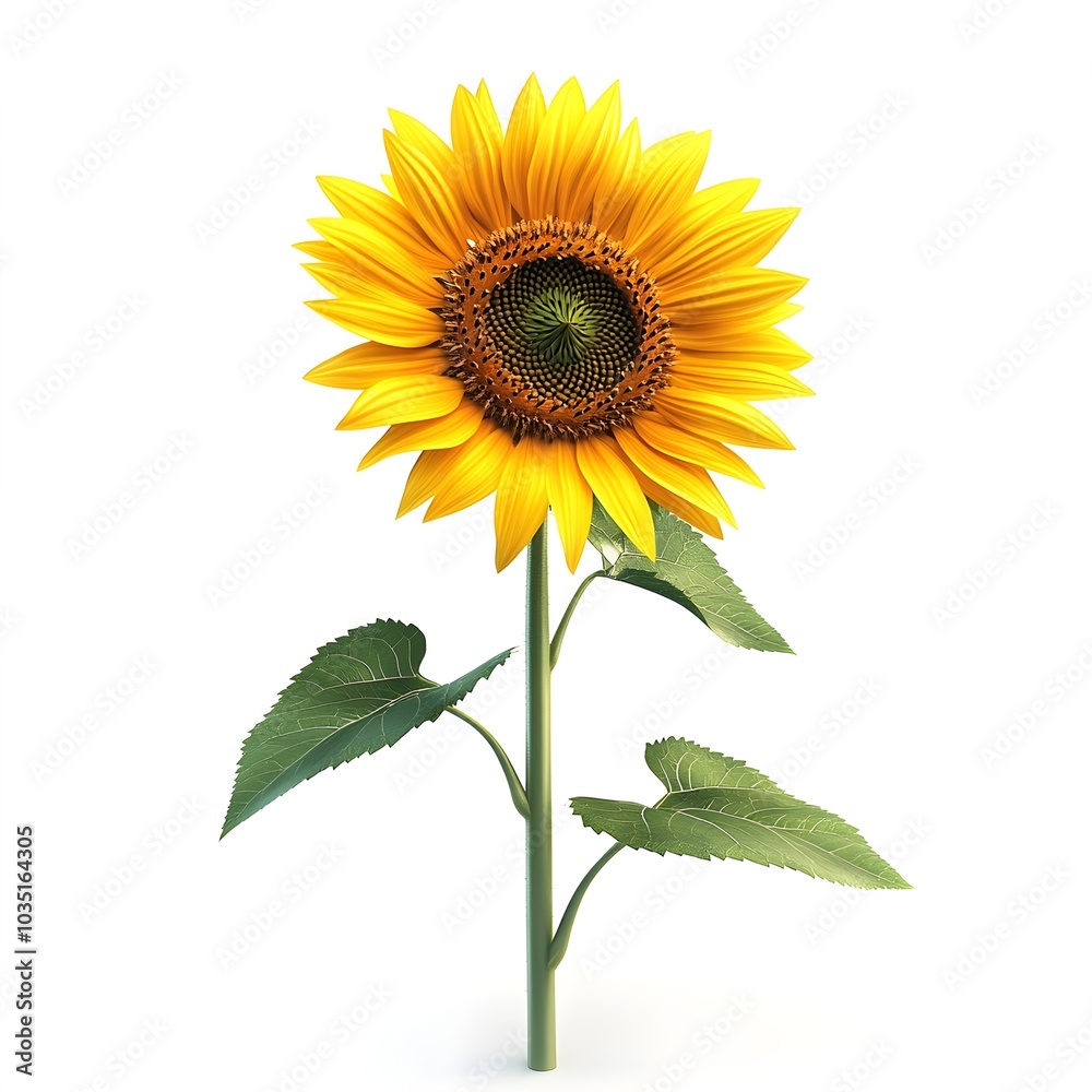 Obraz premium Realistic Sunflower on White Background