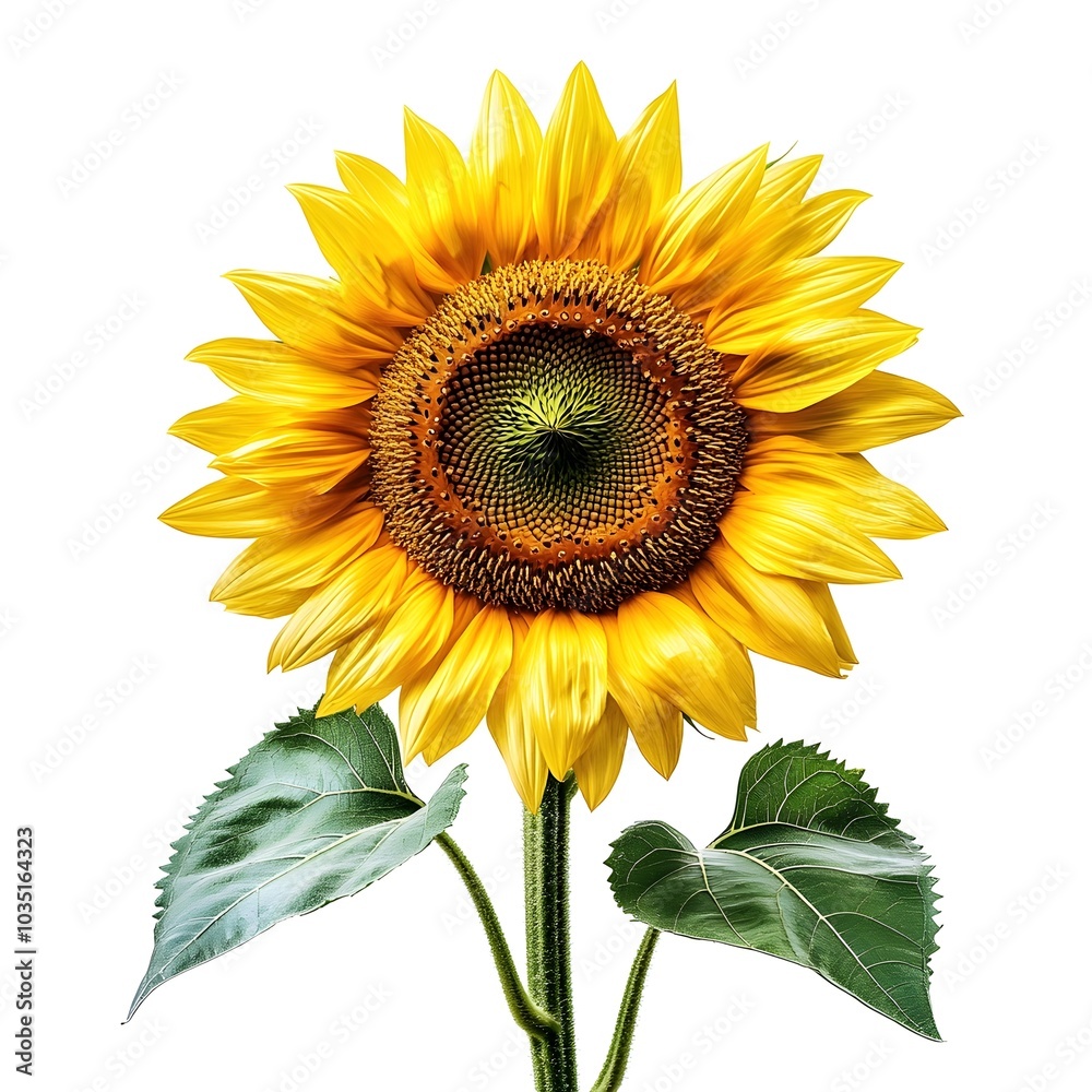 Realistic Sunflower on White Background Realistic Sunflower on White Background
