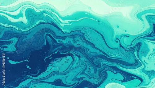 Abstract teal color blue and green watercolor paint background with liquid fluid texture. Vibrant ink marbeling wallpaper design.	