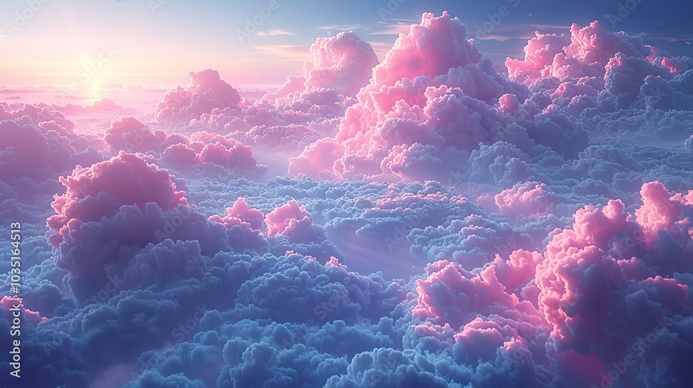 Pink and Blue Clouds at Sunset: A Dreamy Landscape Pink and Blue Clouds at Sunset: A Dreamy Landscape