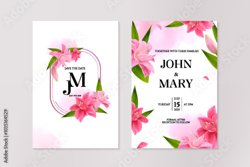 Wedding stationery set template in realistic style