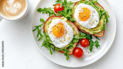 Fresh Breakfast Plate with Eggs and Greens