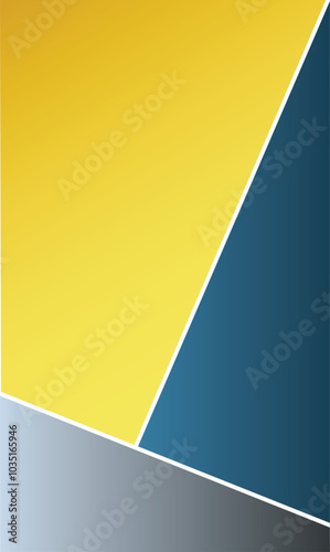 Geometric Harmony: Shades of Yellow, Blue, and Grey. Abstract geometric shapes and the harmonious blending of colors in the design. Vector Illustration