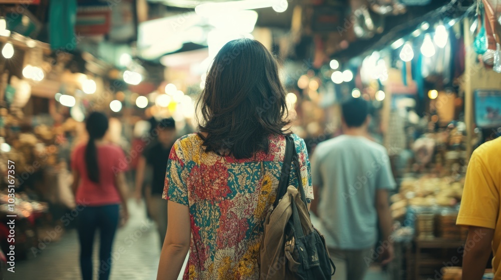 Obraz premium Exploring a Vibrant Market Scene with People