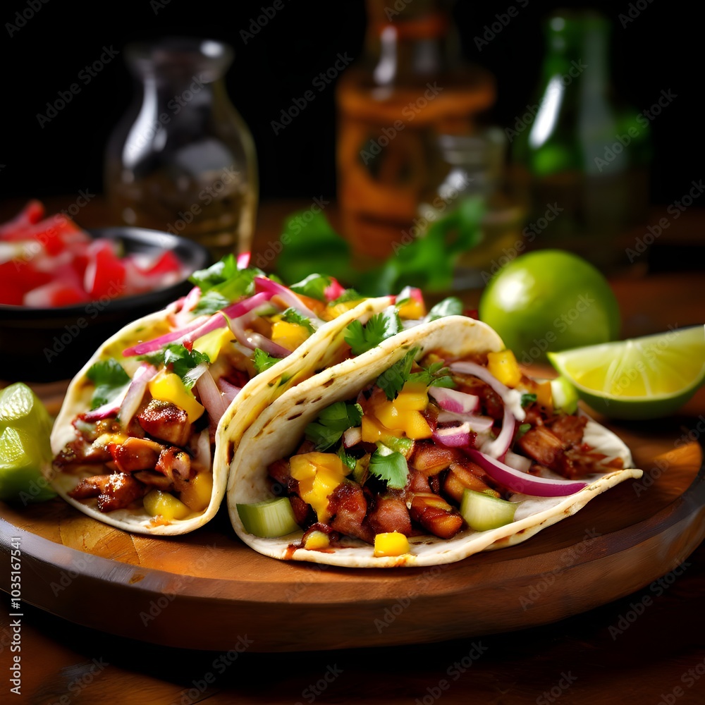 Tacos Al Pastor with Pineapple Garnish Tacos Al Pastor with Pineapple Garnish