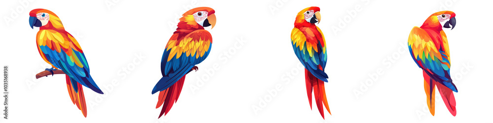 Obraz premium Vibrant and Captivating Image of a Colorful Tropical Macaw Parrot Perched on a Branch in a Lush Verdant Nature Scenery