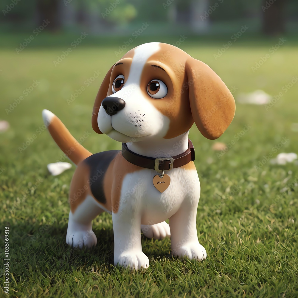 Cute Beagle Puppy in Green Grass Cute Beagle Puppy in Green Grass