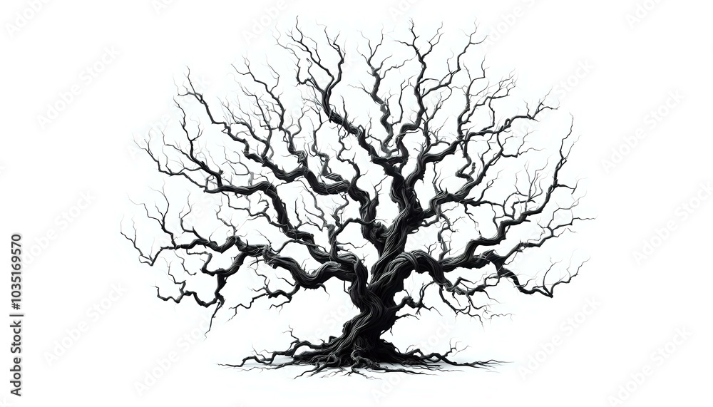 Fototapeta premium Intricate Silhouette of a Leafless Tree
