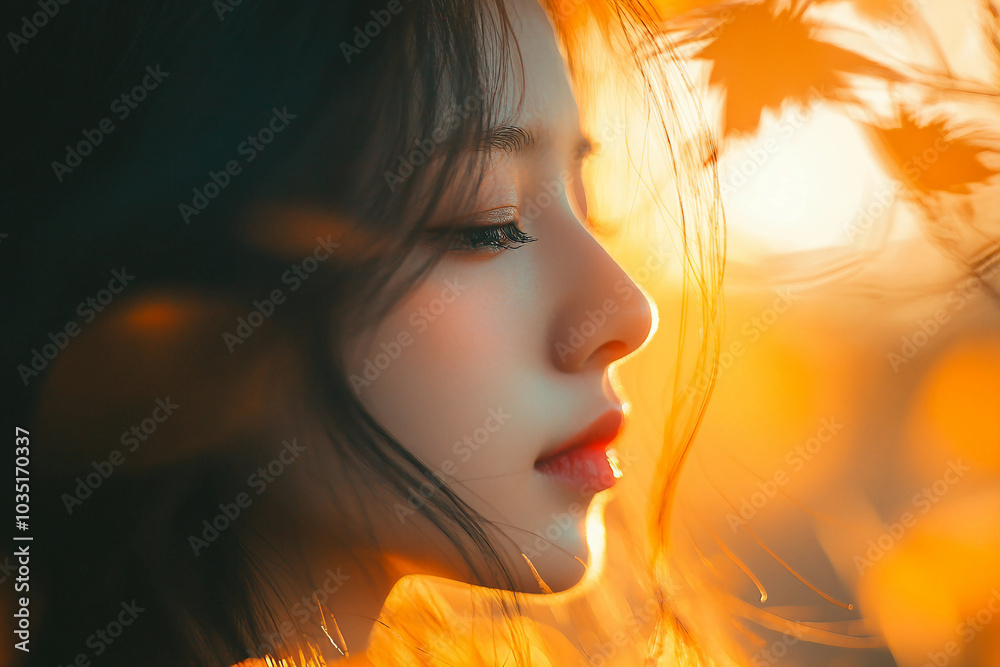 Fototapeta premium Dramatic quiet autumn scene, sad minded person contemplating rainy day, Generative AI
