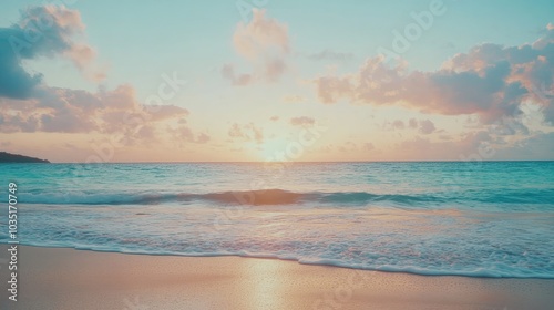 Tranquil Sunset Over Serene Ocean Waves