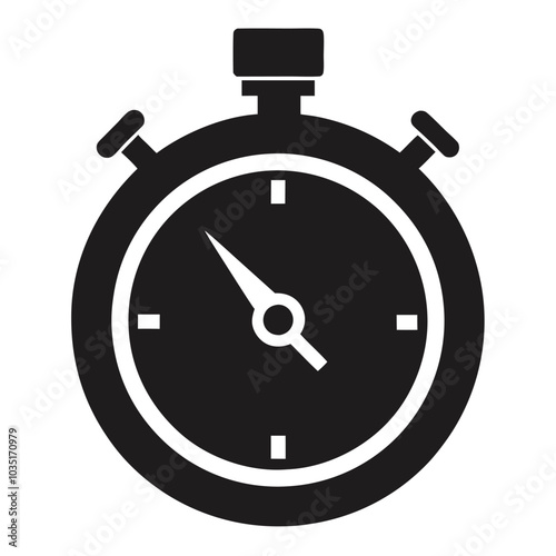 Clock silhouette flat icon, Stopwatch illustration. Device to display time and time limit. Symbol of speed symbols logo illustration