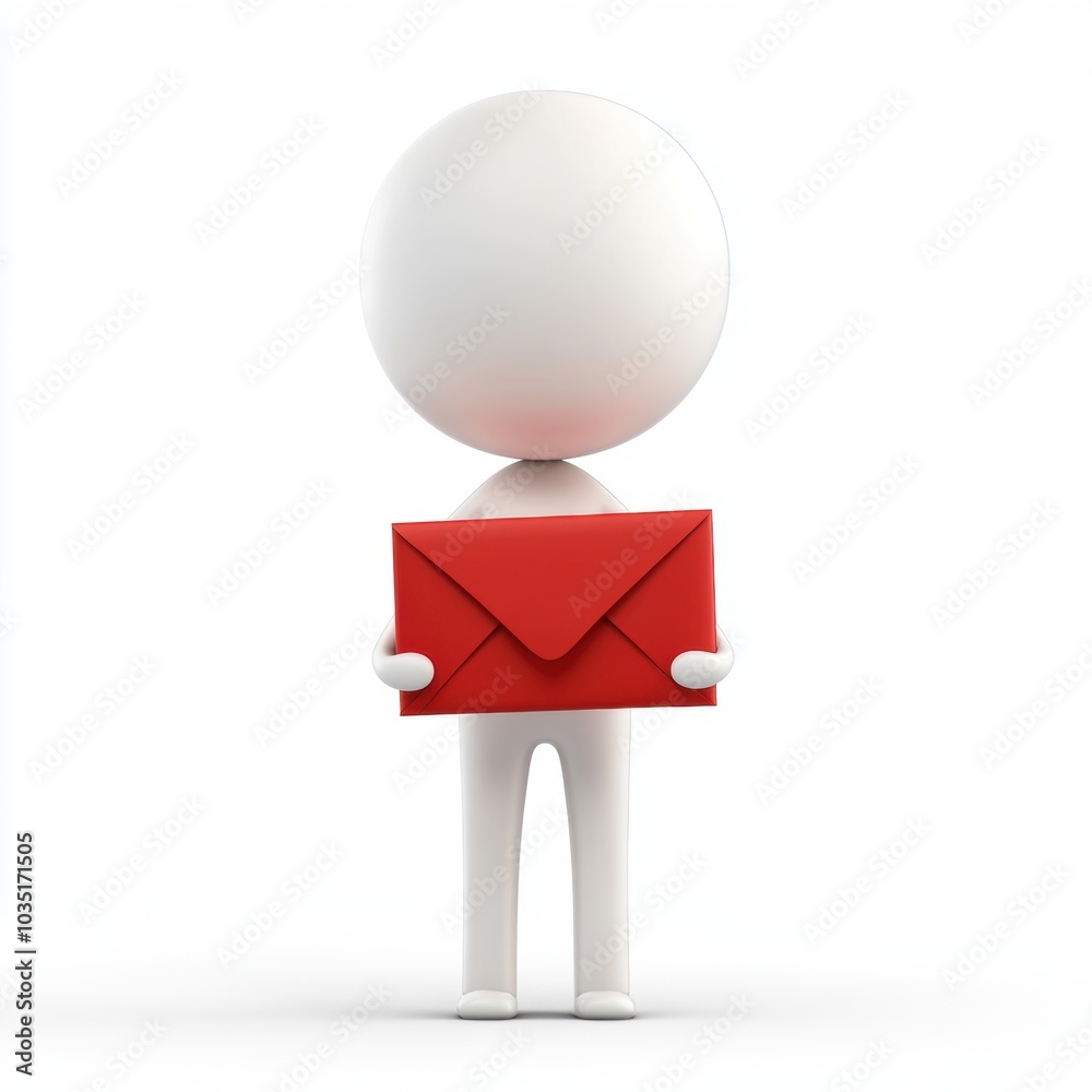 3D Person Holding Envelope. 3D Person Holding Envelope.