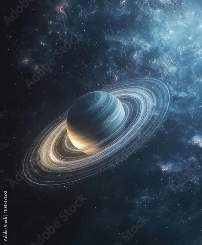 Mesmerizing Cosmic 3D Galaxy with Swirling Planetary Rings photo