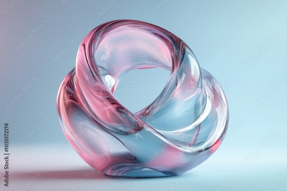 Contemporary abstract sculpture in glass: minimalistic design with pastel colors Contemporary abstract sculpture in glass: minimalistic design with pastel colors