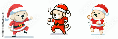 Dancing labrador retriever in santa outfit