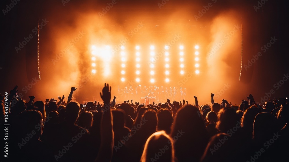 Obraz premium Concert Crowd Under Bright Lights