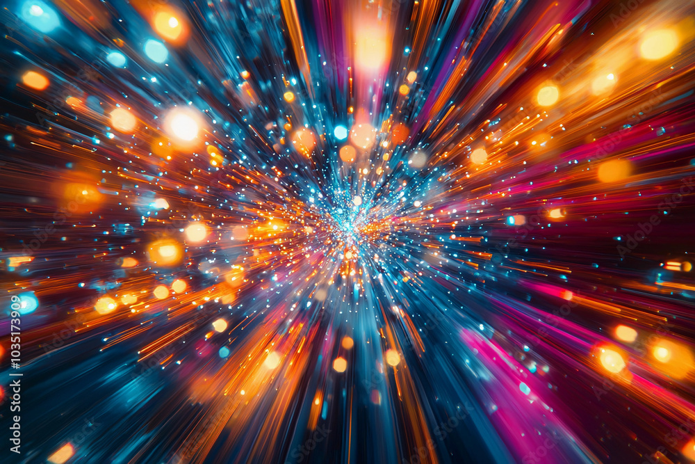 Dynamic burst of colors and lights in a cosmic-inspired pattern