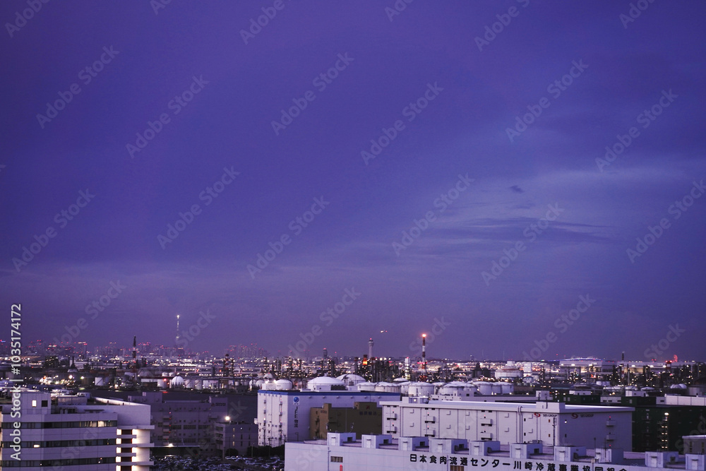 Obraz premium 日本の川崎マリエンの展望台からの夜景