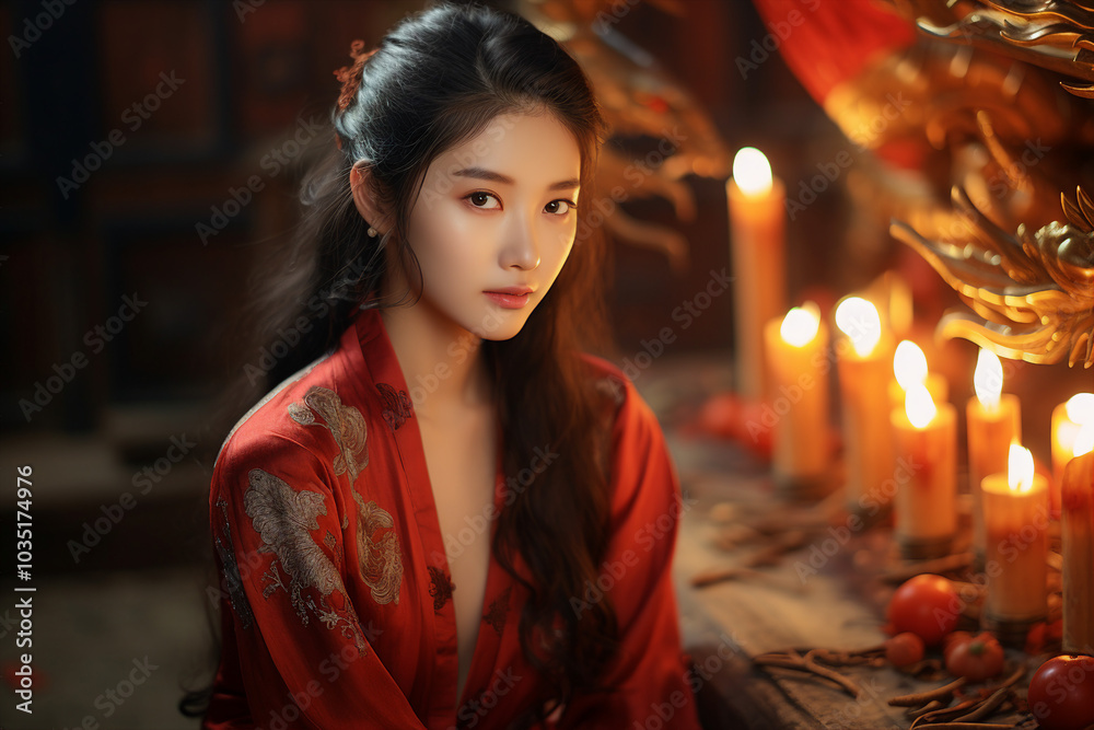 Generative AI picture concept of chinese asian new year, traditional decorations customs food carnival Generative AI picture concept of chinese asian new year, traditional decorations customs food carnival