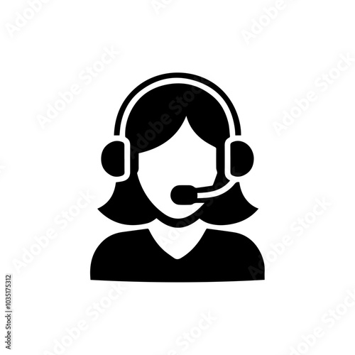 woman call center icon, woman customer service avatar icon.