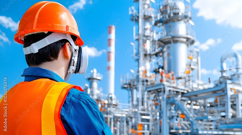 Expansive fuel processing plant with towering distillation columns heavy industrial machinery and complex pipeline infrastructure for energy production and distribution Expansive fuel processing plant with towering distillation columns heavy industrial machinery and complex pipeline infrastructure for energy production and distribution