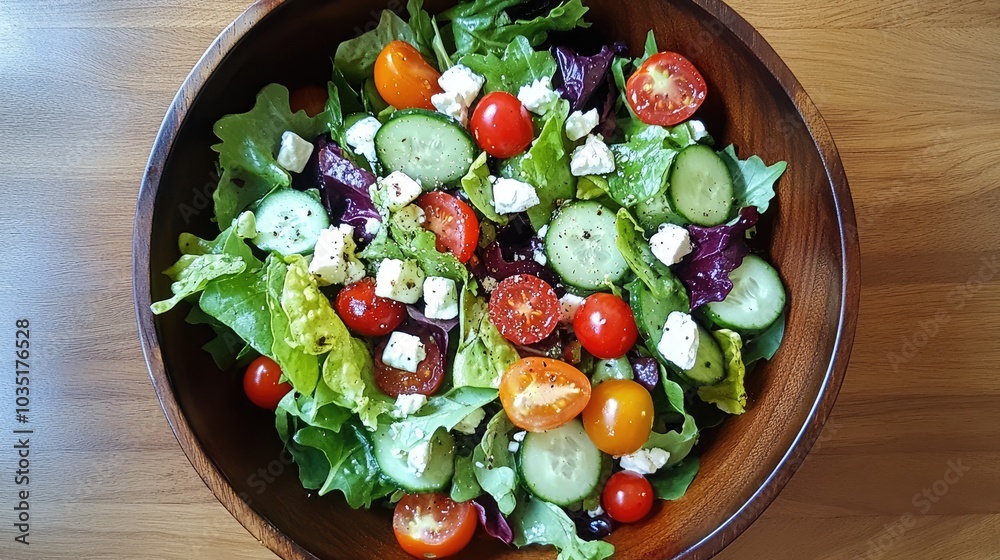 Fresh Salad with Colorful Vegetables and Cheese Fresh Salad with Colorful Vegetables and Cheese
